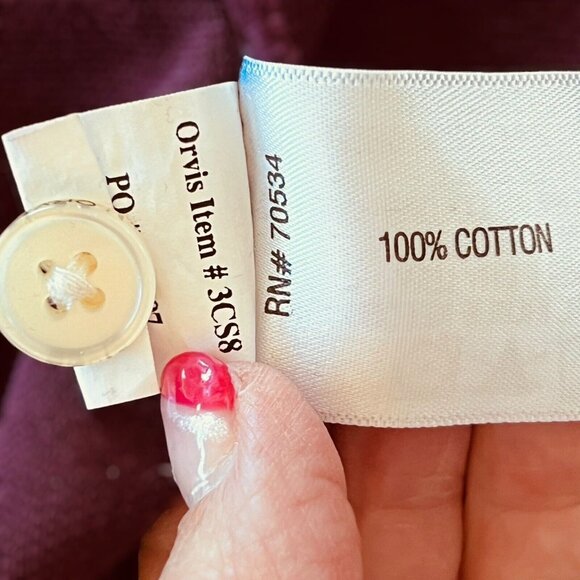 ORVIS Shirt Mens Medium Polo Henley Purple Long Sleeve Textured Knit Fishing - Picture 6 of 12